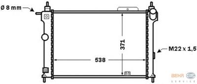 Радиатор, охлаждение двигателя HELLA 8MK376771061