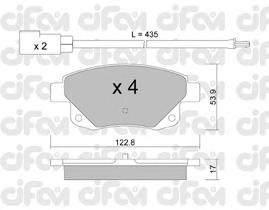 Комплект тормозных колодок, дисковый тормоз CIFAM 8226810
