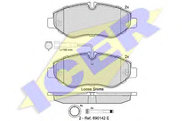 Комплект тормозных колодок, дисковый тормоз ICER