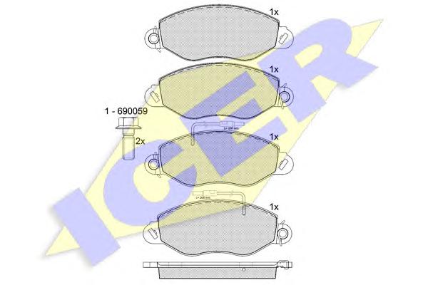 Комплект тормозных колодок, дисковый тормоз ICER