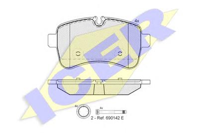 Комплект тормозных колодок, дисковый тормоз ICER 141837