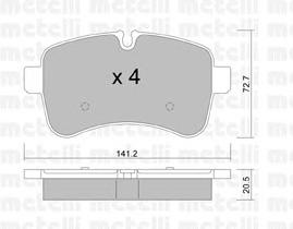 Комплект тормозных колодок, дисковый тормоз METELLI 2207110