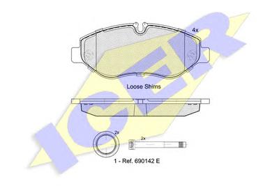 Комплект тормозных колодок, дисковый тормоз ICER 141832