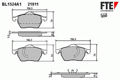 Комплект тормозных колодок, дисковый тормоз FTE BL1524A1