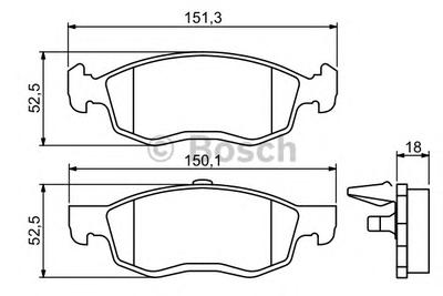 Комплект тормозных колодок, дисковый тормоз BOSCH 0986494197