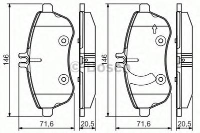 Комплект тормозных колодок, дисковый тормоз BOSCH 0986495104