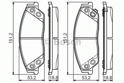 Комплект тормозных колодок, дисковый тормоз BOSCH 0986495149