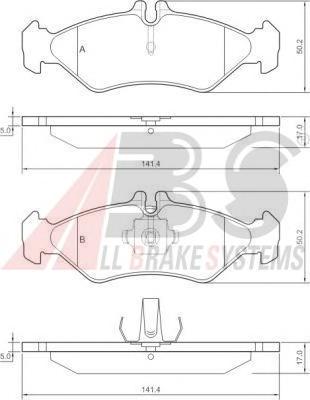 Комплект тормозных колодок, дисковый тормоз A.B.S.