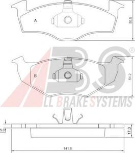 Комплект тормозных колодок, дисковый тормоз A.B.S. 36969