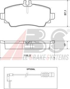 Комплект тормозных колодок, дисковый тормоз A.B.S. 37078