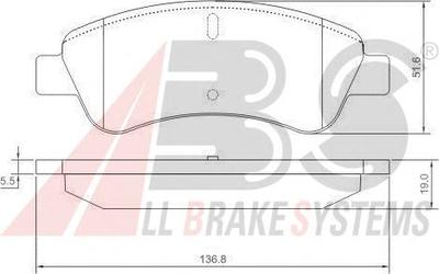 Комплект тормозных колодок, дисковый тормоз A.B.S. 37272