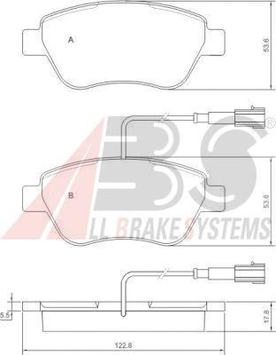 Комплект тормозных колодок, дисковый тормоз A.B.S.