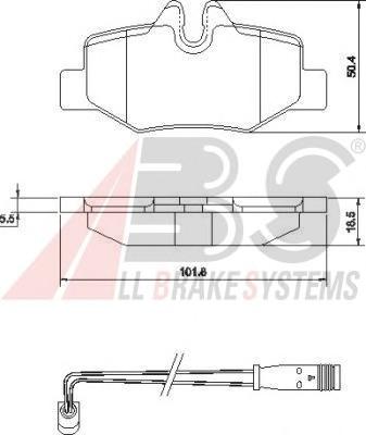 Комплект тормозных колодок, дисковый тормоз A.B.S.