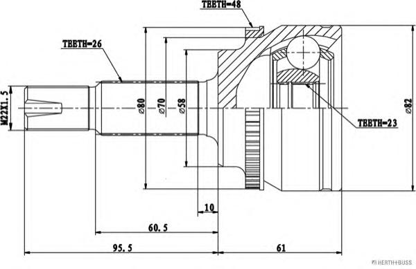 Шарнирный комплект, приводной вал HERTH+BUSS JAKOPARTS