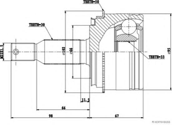 Шарнирный комплект, приводной вал HERTH+BUSS JAKOPARTS