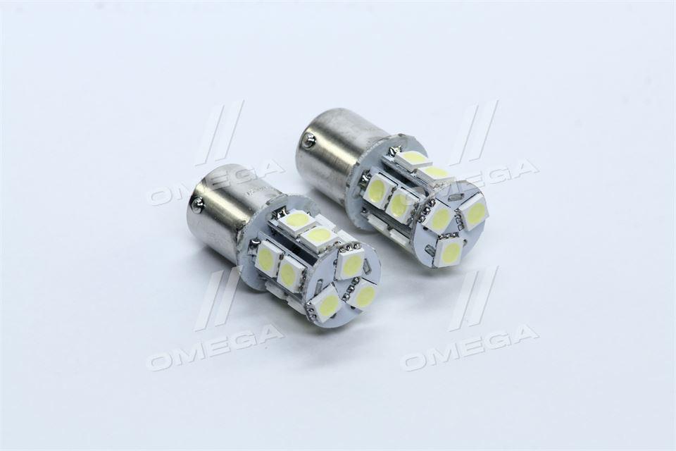 Лампа led указателей поворотов и стоп-сигналов (12smd) ba15s 12v white 2шт. блистер <tempest> TEMPEST