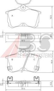 Комплект тормозных колодок, дисковый тормоз A.B.S. 37175