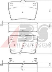 Комплект тормозных колодок, дисковый тормоз A.B.S. 37227
