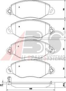 Комплект тормозных колодок, дисковый тормоз A.B.S. 37256