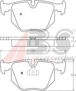 Комплект тормозных колодок, дисковый тормоз A.B.S. 36715