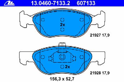 Комплект тормозных колодок, дисковый тормоз ATE 13046071332