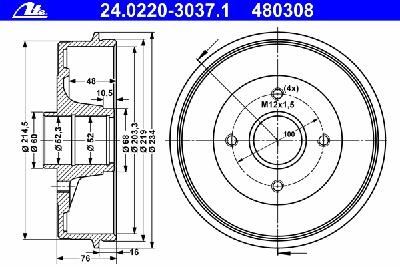 Тормозной барабан ATE 24022030371