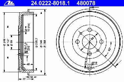 Тормозной барабан ATE 24022280181