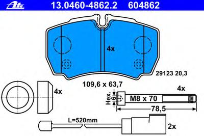Комплект тормозных колодок, дисковый тормоз ATE 13046048622