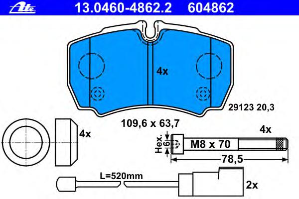 Комплект тормозных колодок, дисковый тормоз ATE