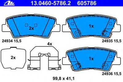 Комплект тормозных колодок, дисковый тормоз ATE 13046057862