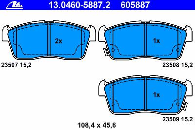 Комплект тормозных колодок, дисковый тормоз ATE 13046058872