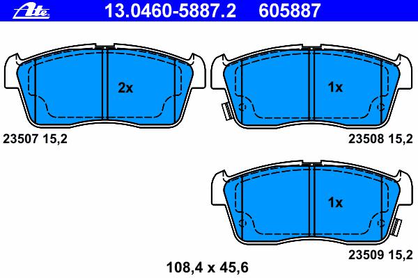 Комплект тормозных колодок, дисковый тормоз ATE