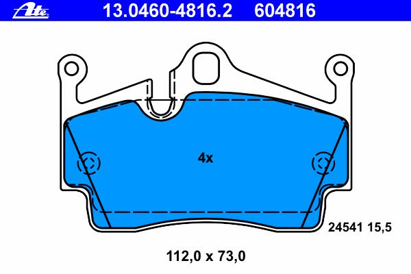 Комплект тормозных колодок, дисковый тормоз ATE