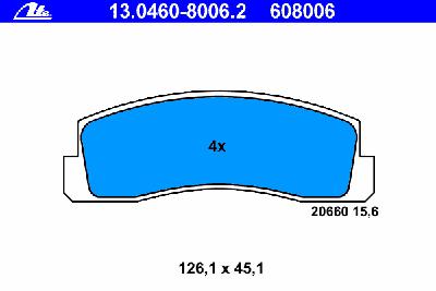 Комплект тормозных колодок, дисковый тормоз ATE 13046080062