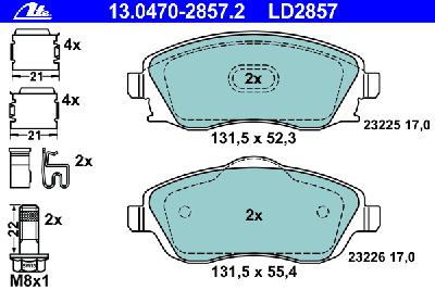 Комплект тормозных колодок, дисковый тормоз ATE 13047028572