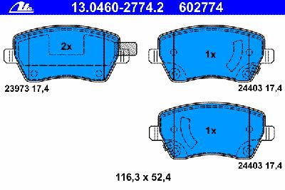 Комплект тормозных колодок, дисковый тормоз ATE 13046027742