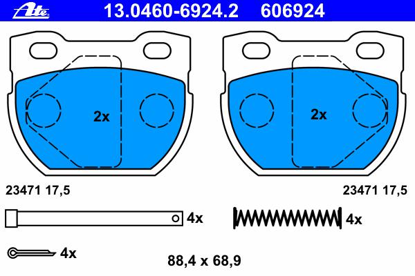 Комплект тормозных колодок, дисковый тормоз ATE