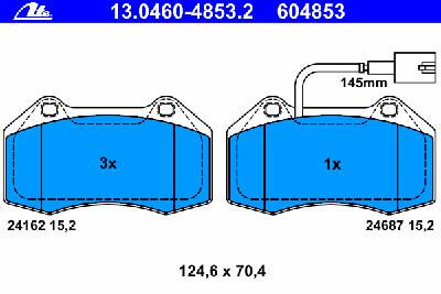 Комплект тормозных колодок, дисковый тормоз ATE 13046048532