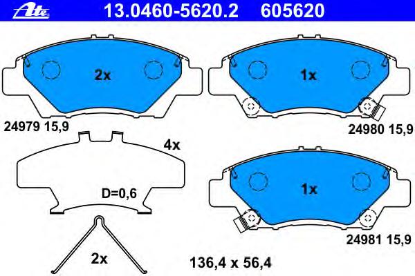 Комплект тормозных колодок, дисковый тормоз ATE