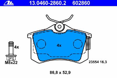 Комплект тормозных колодок, дисковый тормоз ATE 13046028602
