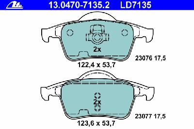 Комплект тормозных колодок, дисковый тормоз ATE 13047071352