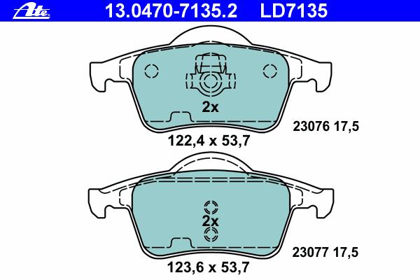 Комплект тормозных колодок, дисковый тормоз ATE