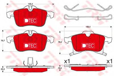 Комплект тормозных колодок, дисковый тормоз TRW GDB1668DTE